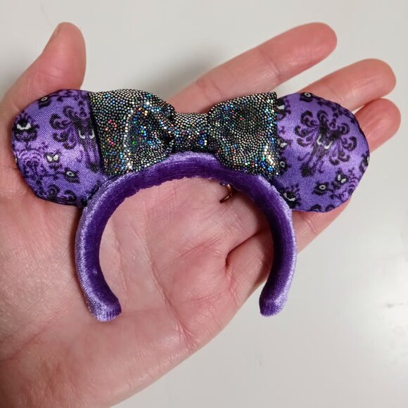 Custom Made Disney Haunted Mansion Wallpaper Minnie Ears that Fit Labubu - Picture 2 of 3
